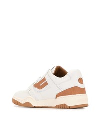 weiße bedruckte Leder niedrige Sneakers von Bally