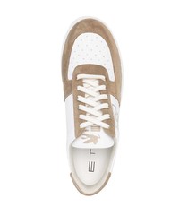 weiße bedruckte Leder niedrige Sneakers von Etro