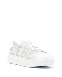 weiße bedruckte Leder niedrige Sneakers von Iceberg