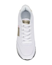 weiße bedruckte Leder niedrige Sneakers von Calvin Klein Jeans