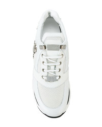 weiße bedruckte Leder niedrige Sneakers von Philipp Plein