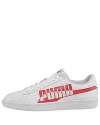 weiße bedruckte Leder niedrige Sneakers von Puma