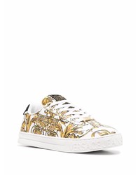 weiße bedruckte Leder niedrige Sneakers von VERSACE JEANS COUTURE