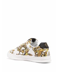 weiße bedruckte Leder niedrige Sneakers von VERSACE JEANS COUTURE