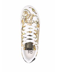 weiße bedruckte Leder niedrige Sneakers von VERSACE JEANS COUTURE