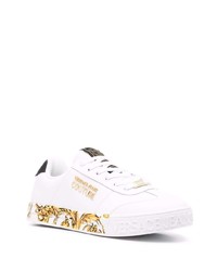 weiße bedruckte Leder niedrige Sneakers von VERSACE JEANS COUTURE