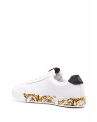 weiße bedruckte Leder niedrige Sneakers von VERSACE JEANS COUTURE