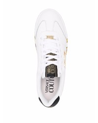 weiße bedruckte Leder niedrige Sneakers von VERSACE JEANS COUTURE