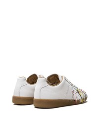 weiße bedruckte Leder niedrige Sneakers von Maison Margiela