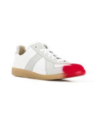 weiße bedruckte Leder niedrige Sneakers von Maison Margiela