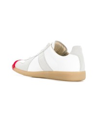 weiße bedruckte Leder niedrige Sneakers von Maison Margiela