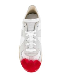 weiße bedruckte Leder niedrige Sneakers von Maison Margiela