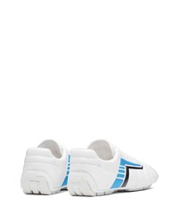 weiße bedruckte Leder niedrige Sneakers von Prada