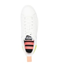 weiße bedruckte Leder niedrige Sneakers von Diesel