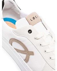 weiße bedruckte Leder niedrige Sneakers von LOCI