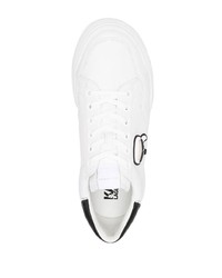 weiße bedruckte Leder niedrige Sneakers von Karl Lagerfeld