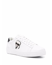 weiße bedruckte Leder niedrige Sneakers von Karl Lagerfeld