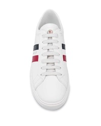 weiße bedruckte Leder niedrige Sneakers von Moncler