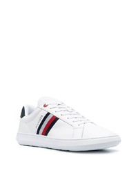 weiße bedruckte Leder niedrige Sneakers von Tommy Hilfiger