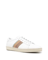 weiße bedruckte Leder niedrige Sneakers von PS Paul Smith