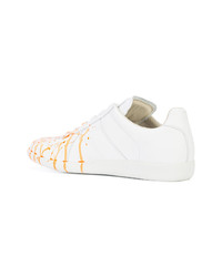 weiße bedruckte Leder niedrige Sneakers von Maison Margiela