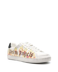 weiße bedruckte Leder niedrige Sneakers von Palm Angels