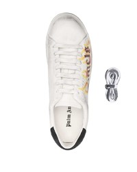 weiße bedruckte Leder niedrige Sneakers von Palm Angels