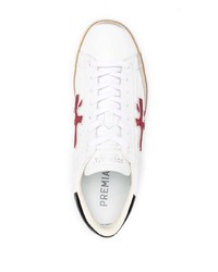 weiße bedruckte Leder niedrige Sneakers von Premiata