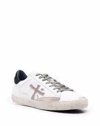 weiße bedruckte Leder niedrige Sneakers von Premiata