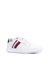 weiße bedruckte Leder niedrige Sneakers von Tommy Hilfiger