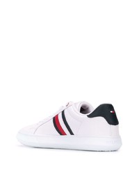 weiße bedruckte Leder niedrige Sneakers von Tommy Hilfiger