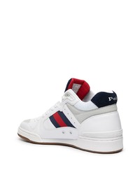 weiße bedruckte Leder niedrige Sneakers von Polo Ralph Lauren