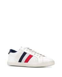 weiße bedruckte Leder niedrige Sneakers von Moncler