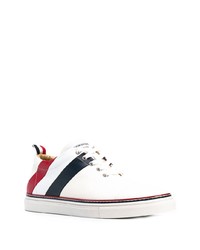 weiße bedruckte Leder niedrige Sneakers von Thom Browne