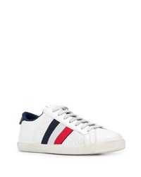 weiße bedruckte Leder niedrige Sneakers von Moncler