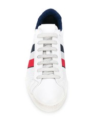 weiße bedruckte Leder niedrige Sneakers von Moncler