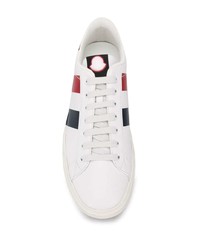 weiße bedruckte Leder niedrige Sneakers von Moncler