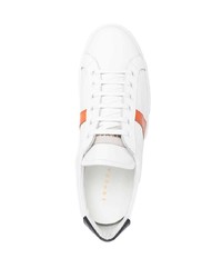 weiße bedruckte Leder niedrige Sneakers von Low Brand