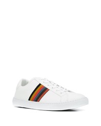 weiße bedruckte Leder niedrige Sneakers von Paul Smith