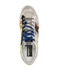 weiße bedruckte Leder niedrige Sneakers von Golden Goose