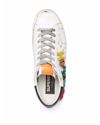 weiße bedruckte Leder niedrige Sneakers von Golden Goose