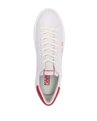 weiße bedruckte Leder niedrige Sneakers von Karl Lagerfeld