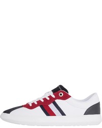 weiße bedruckte Leder niedrige Sneakers von Tommy Hilfiger