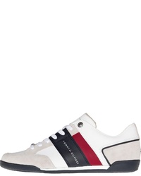 weiße bedruckte Leder niedrige Sneakers von Tommy Hilfiger