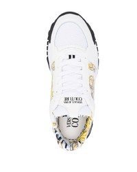 weiße bedruckte Leder niedrige Sneakers von VERSACE JEANS COUTURE