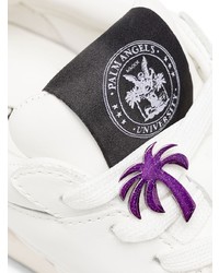 weiße bedruckte Leder niedrige Sneakers von Palm Angels