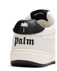 weiße bedruckte Leder niedrige Sneakers von Palm Angels