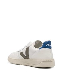 weiße bedruckte Leder niedrige Sneakers von Veja