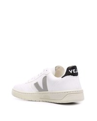 weiße bedruckte Leder niedrige Sneakers von Veja