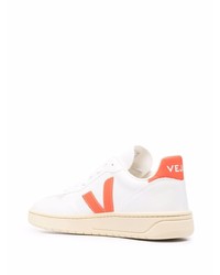 weiße bedruckte Leder niedrige Sneakers von Veja